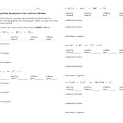 Oxidation and reduction reactions worksheet