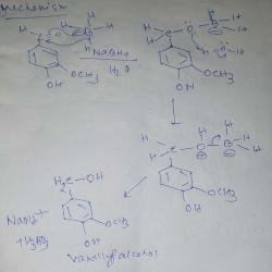 Vanillin reduction vanillyl mechanism borohydride hcl chemhelp