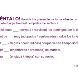 Interactive grammar tutorial estar with conditions and emotions