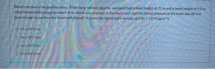 Blood pressure in argentinosaurus. if this long-necked