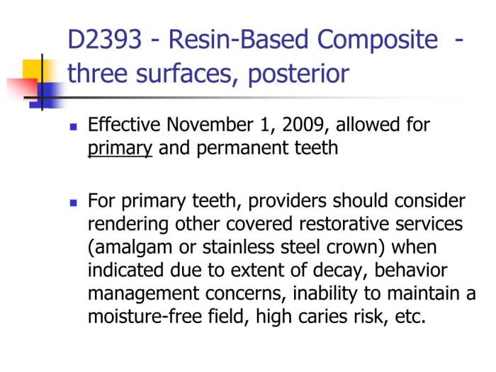 Resin based composite three surfaces posterior